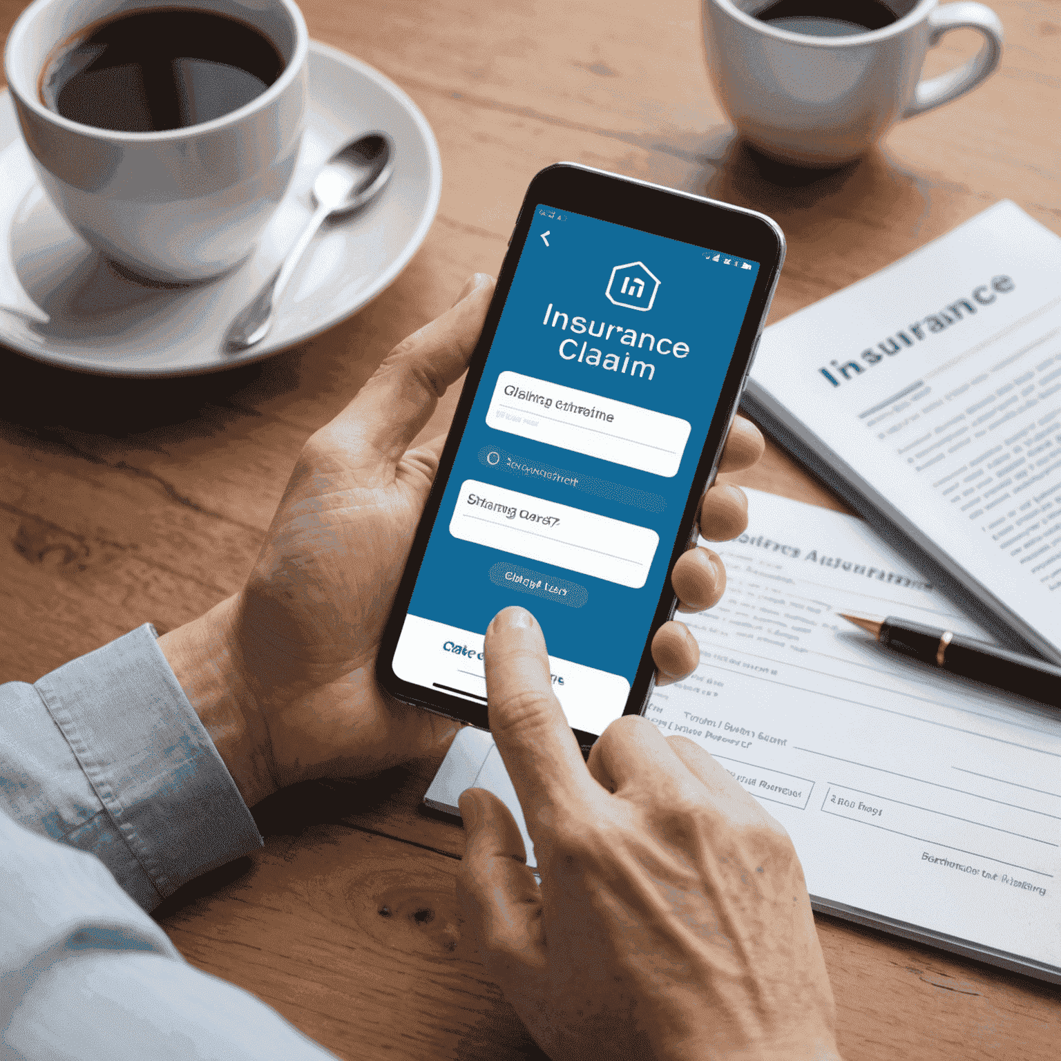 Une personne utilisant un smartphone pour faire une réclamation d'assurance en ligne, illustrant la simplicité du processus