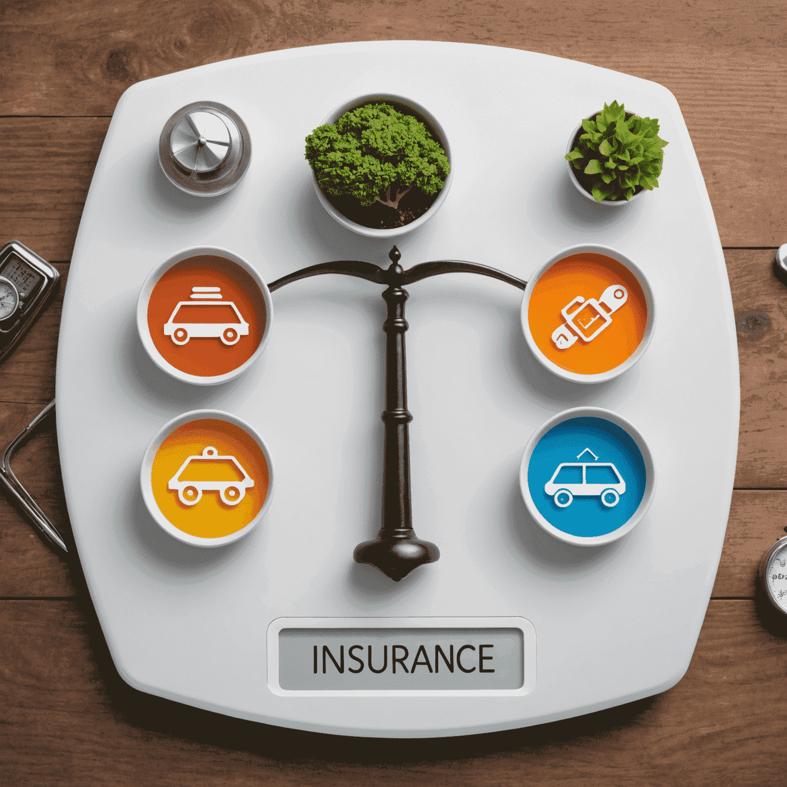 Image montrant une balance avec différentes polices d'assurance sur chaque côté, symbolisant le processus de choix et de comparaison